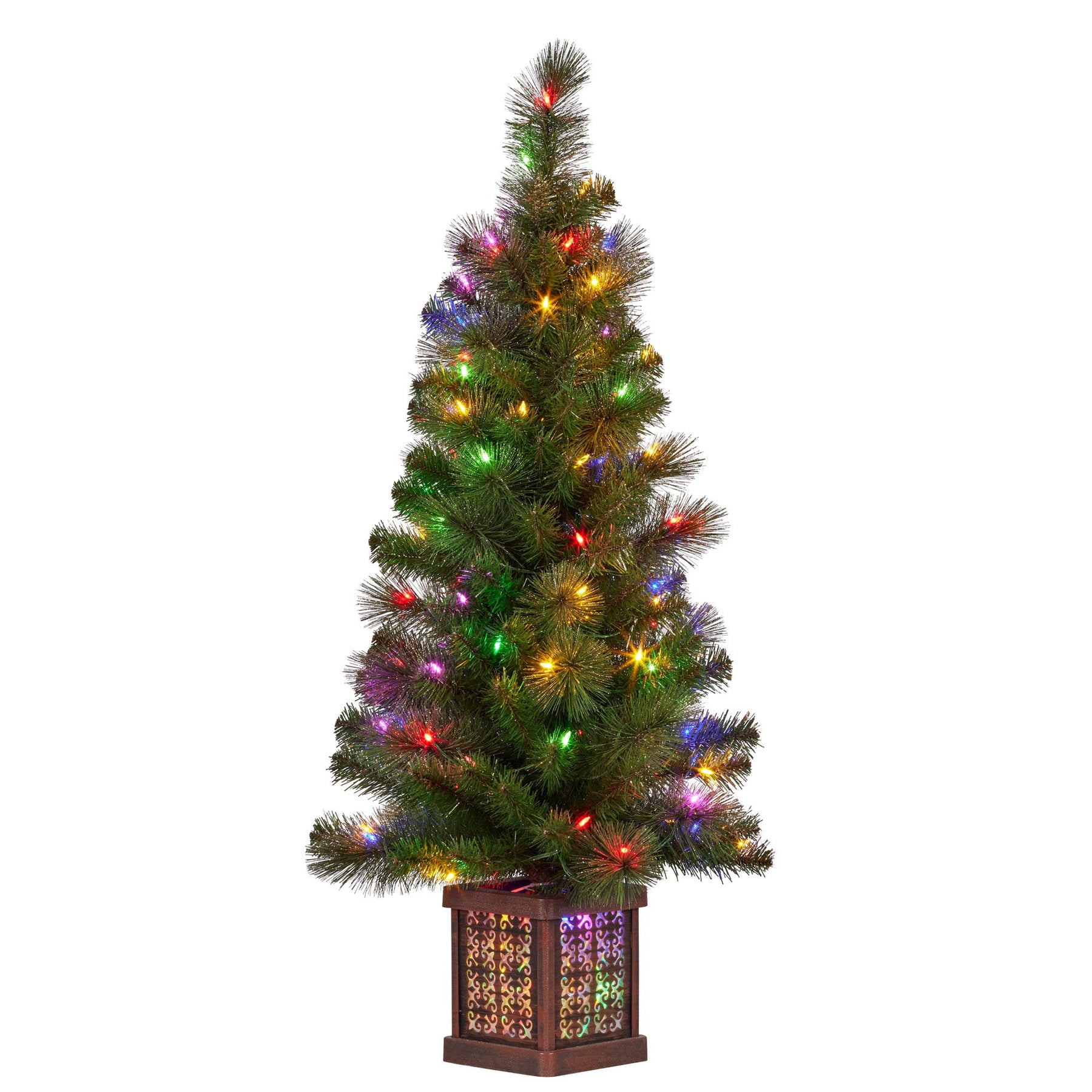 Christabelle 4ft Christmas Tree Glittery Gold Pine Led Multi Lights Xmas Decor - SuperSaverAU - view 1