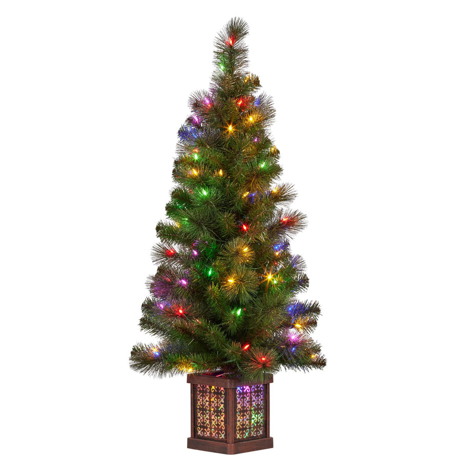 Christabelle 4ft Christmas Tree Glittery Gold Pine Led Multi Lights Xmas Decor - SuperSaverAU - view 1