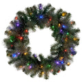 Christabelle 61cm Christmas Wreath with LED Lights Glittery Gold Pine re-Lit Front Door Decoration Ornament - SuperSaverAU - view 1