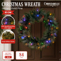 Christabelle 61cm Christmas Wreath with LED Lights Glittery Gold Pine re-Lit Front Door Decoration Ornament - SuperSaverAU - view 2