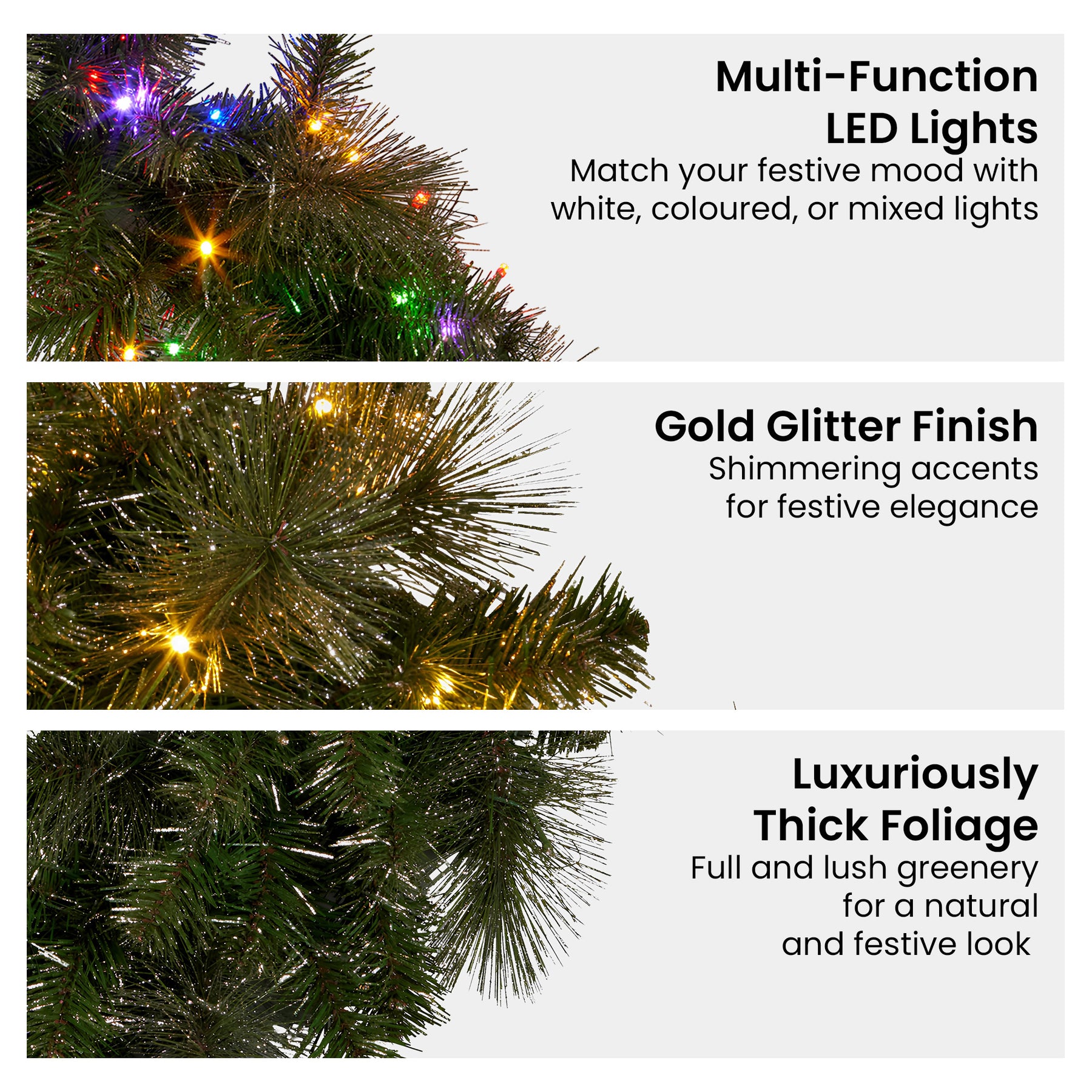 Christabelle 76cm Split Christmas Wreath with LED Lights for Double Front Doors Decoration - SuperSaverAU - view 4