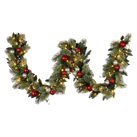 Christabelle 2.7m Christmas Garland with LED Lights and Baubles Mantle Decoration Ornament - SuperSaverAU - view 1