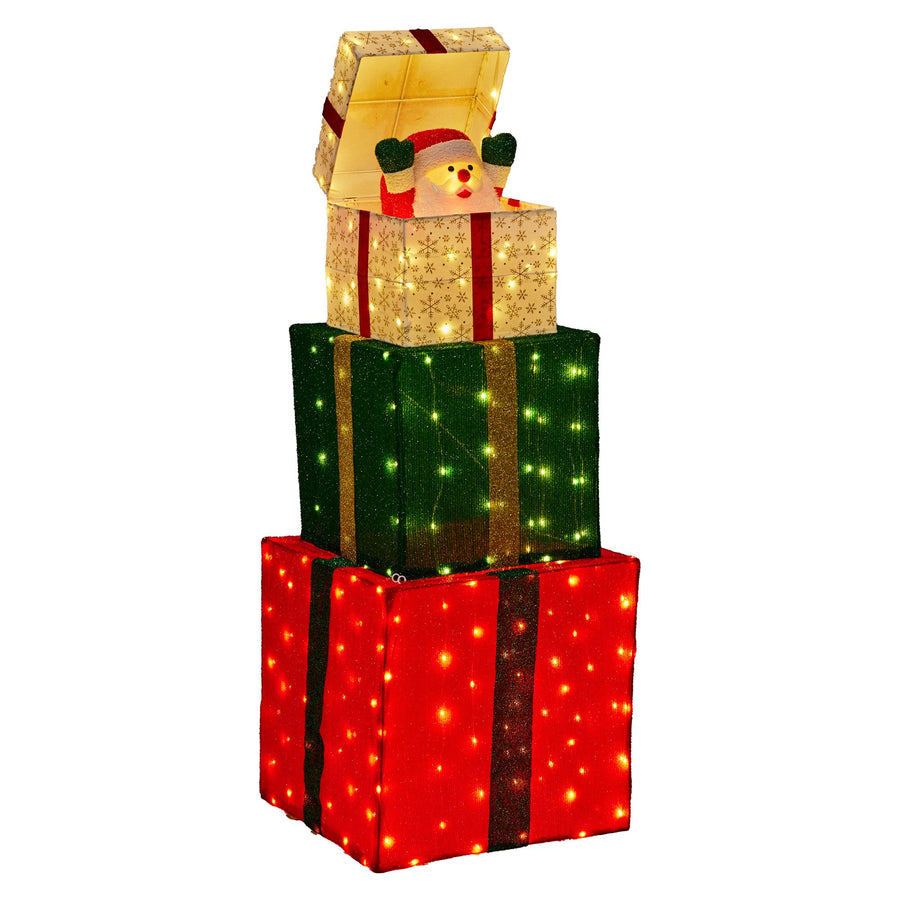 Christabelle 122cm Animated Present Stack Santa Led Lights Christmas Tree Decor - SuperSaverAU - view 1