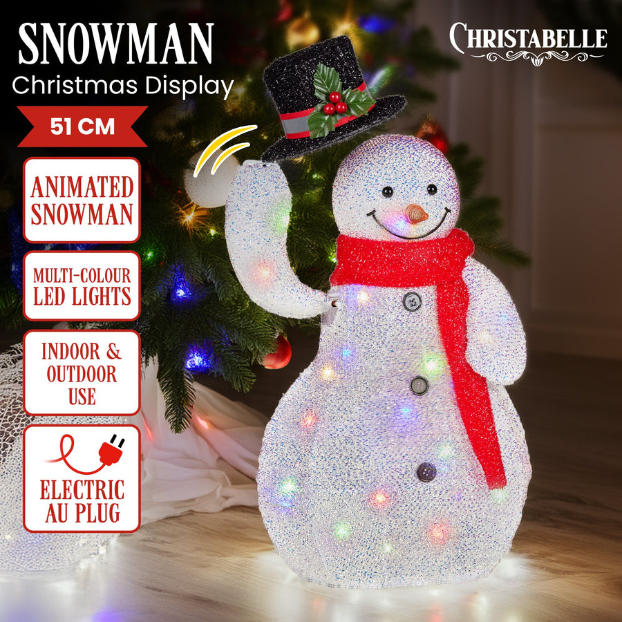 Christabelle 51cm Animated Snowman Christmas Display Decoration Led Lights Xmas - SuperSaverAU - view 1