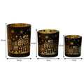 Christabelle Christmas Candle Jar Set Of 3 Black And Gold Holiday Candle Holders - SuperSaverAU - view 2