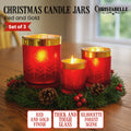 Christabelle Christmas Candle Jar Set Of 3 Red And Gold Holiday Candle Holders - SuperSaverAU - view 1