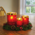 Christabelle Christmas Candle Jar Set Of 3 Red And Gold Holiday Candle Holders - SuperSaverAU - view 2
