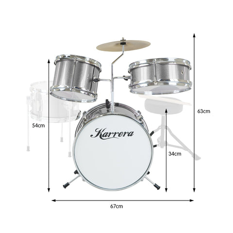 Karrera Children's 4pc Drum Kit - Silver
