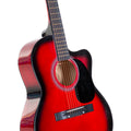 Karrera 40in Acoustic Cutaway Guitar Set - Red