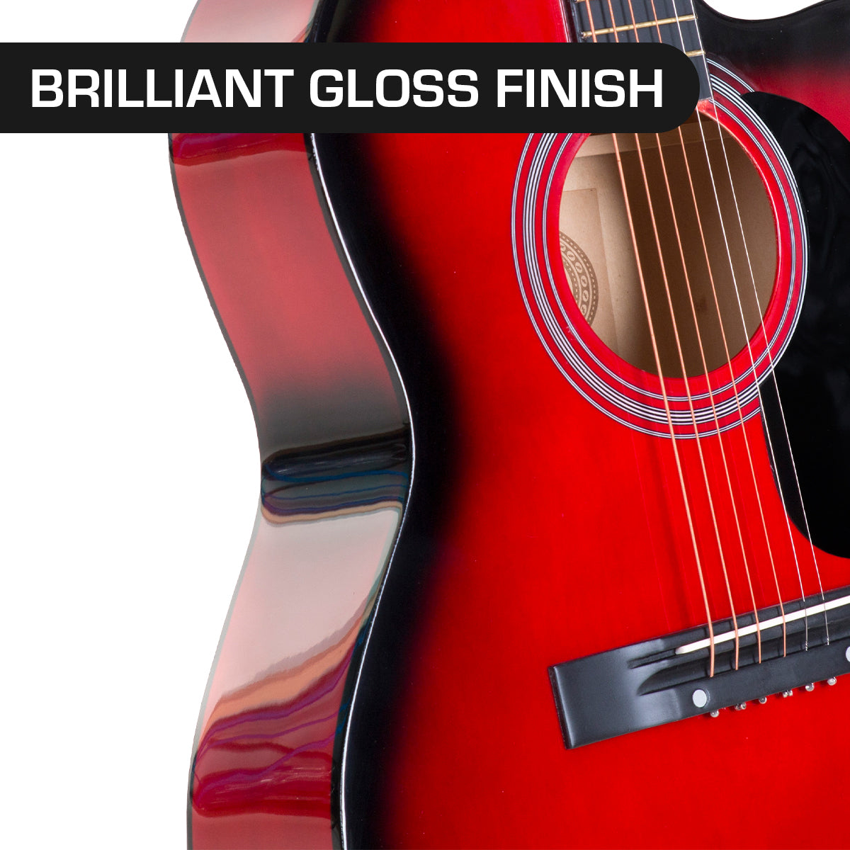 Karrera 40in Acoustic Cutaway Guitar Set - Red