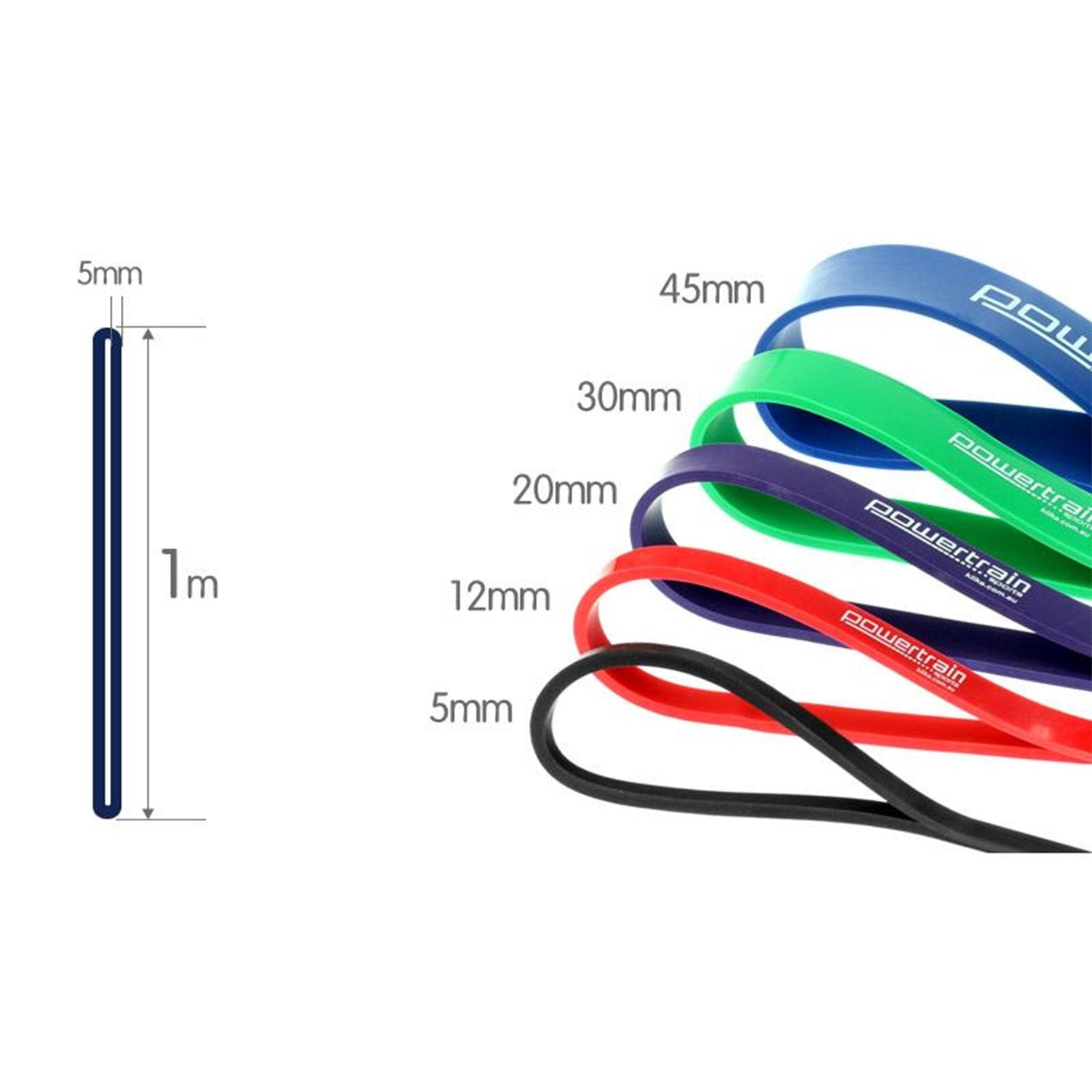 Powertrain 5x Home Workout Resistance Bands Gym Exercise - SuperSaverAU - view 4