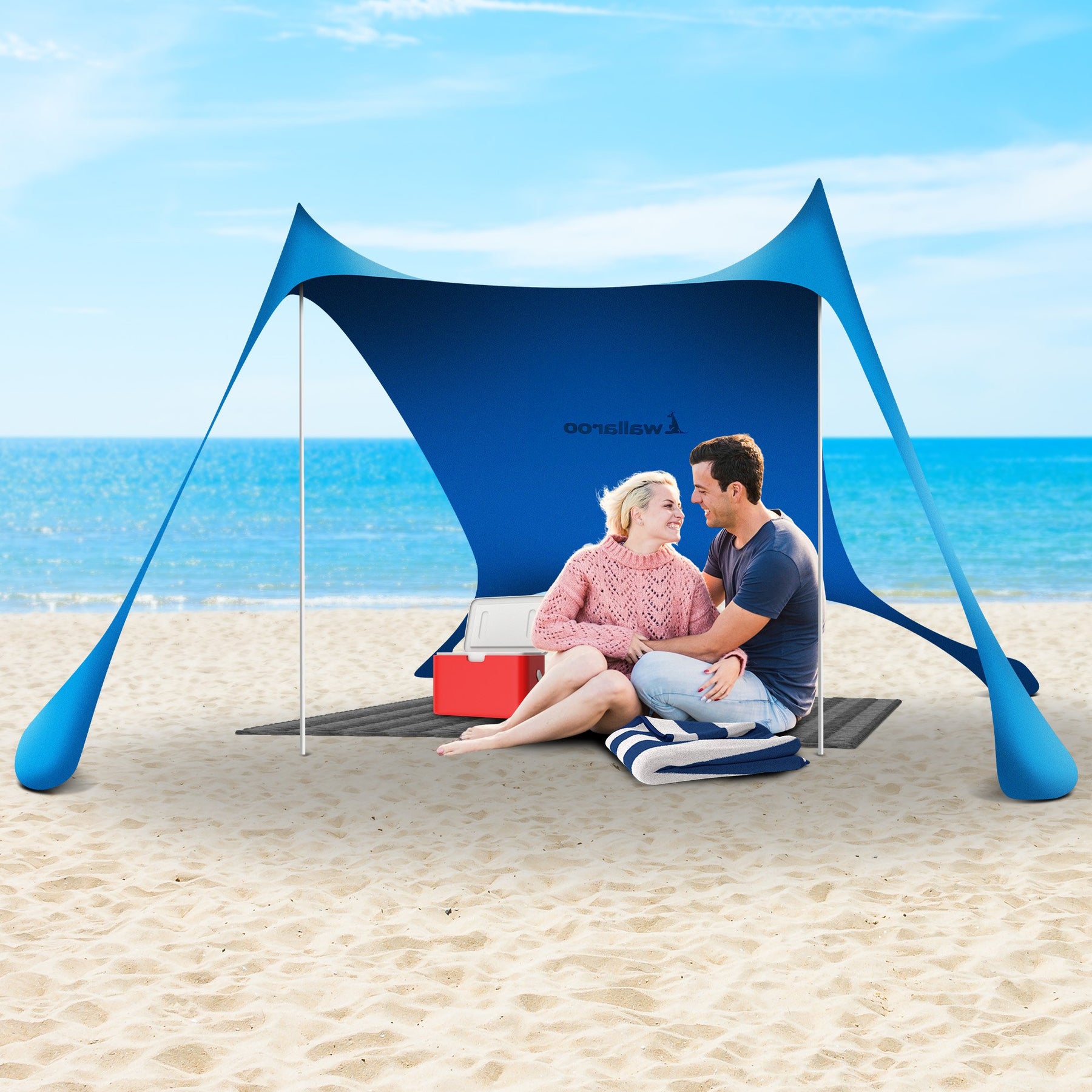 Wallaroo Beach Tent Canopy Sunshade 2m x 2m - UPF 50+, Portable, Blue - SuperSaverAU - view 3