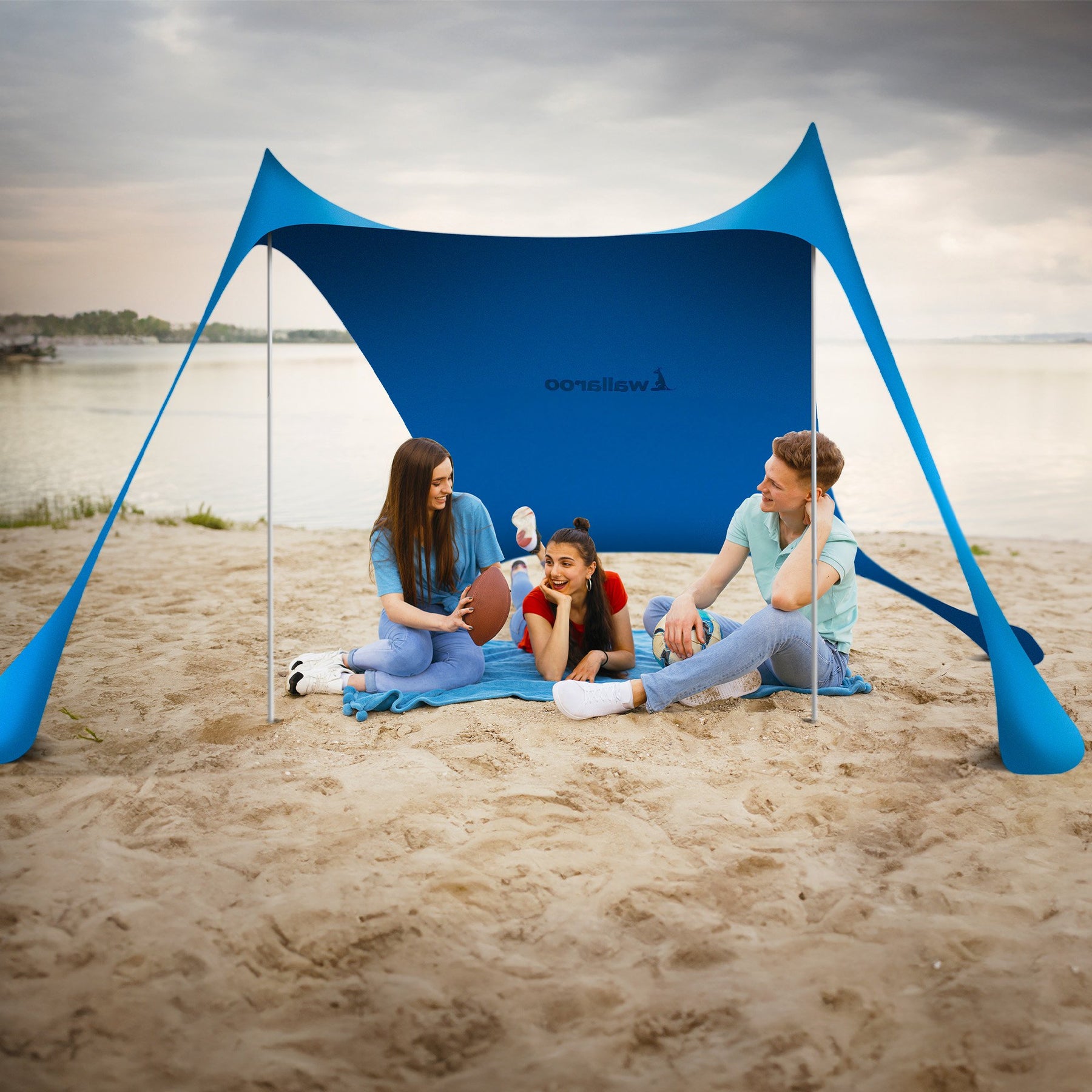 Wallaroo Beach Tent Canopy Sunshade 2m x 2m - UPF 50+, Portable, Blue - SuperSaverAU - view 4