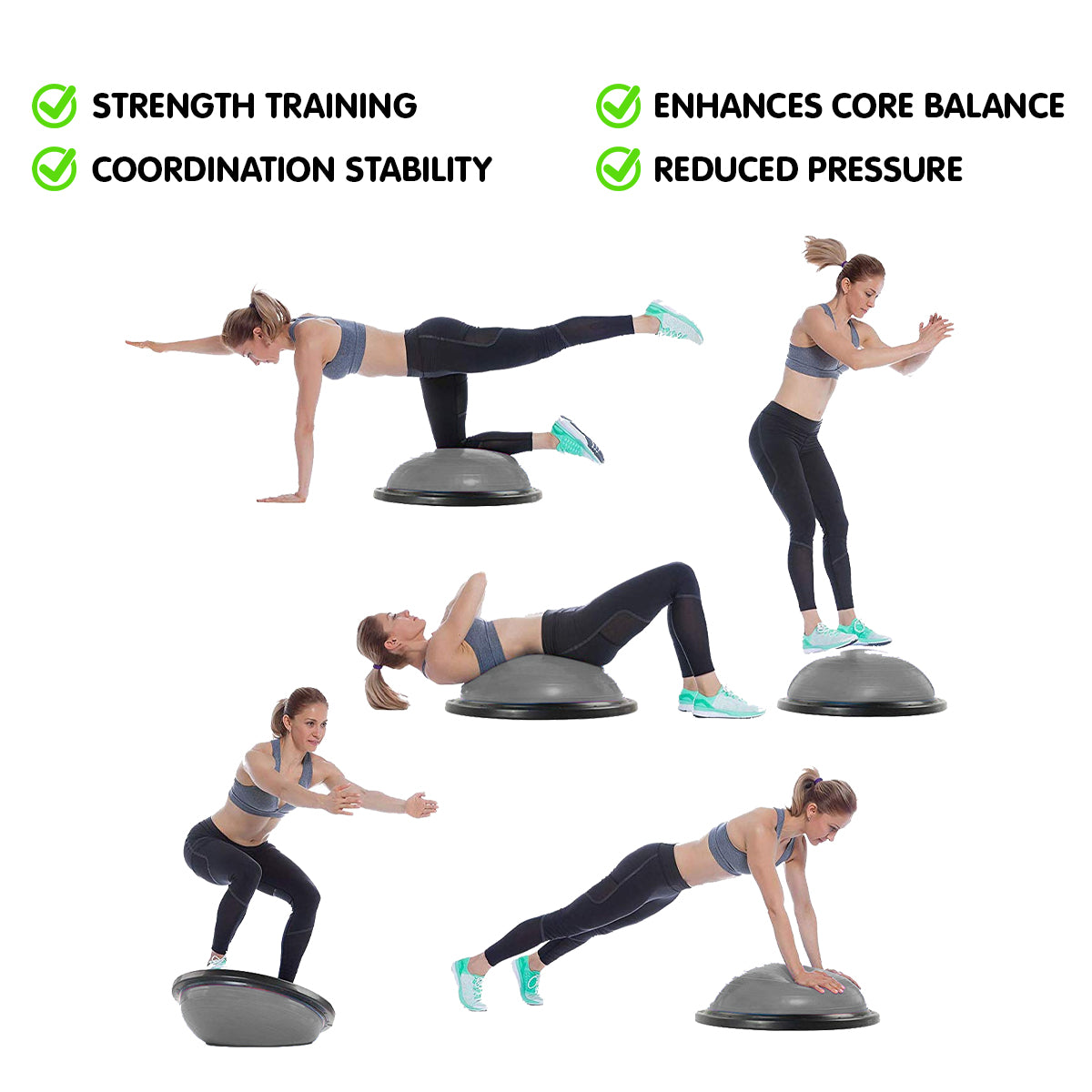 Powertrain Fitness Yoga Ball Home Gym Workout Balance Trainer Grey - SuperSaverAU - view 6