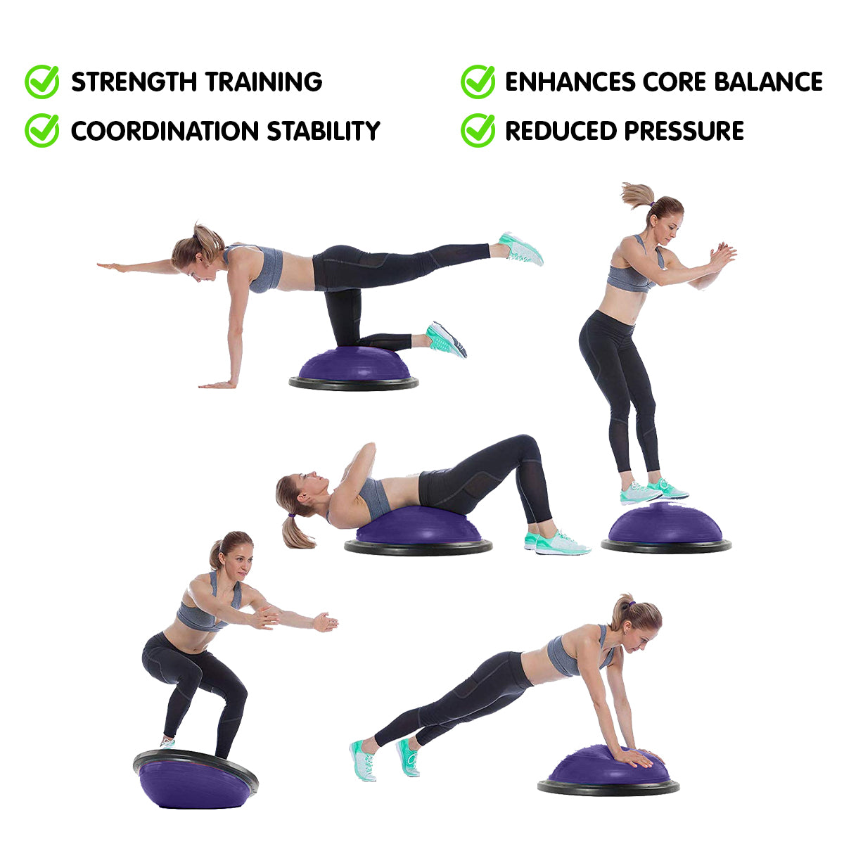 Powertrain Fitness Yoga Ball Home Gym Workout Balance Trainer Purple - SuperSaverAU - view 6