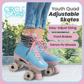 Circle Society Adjustable Roller Skates, Size 3-7 US, Pink and Blue, Indoor/Outdoor - SuperSaverAU - view 6
