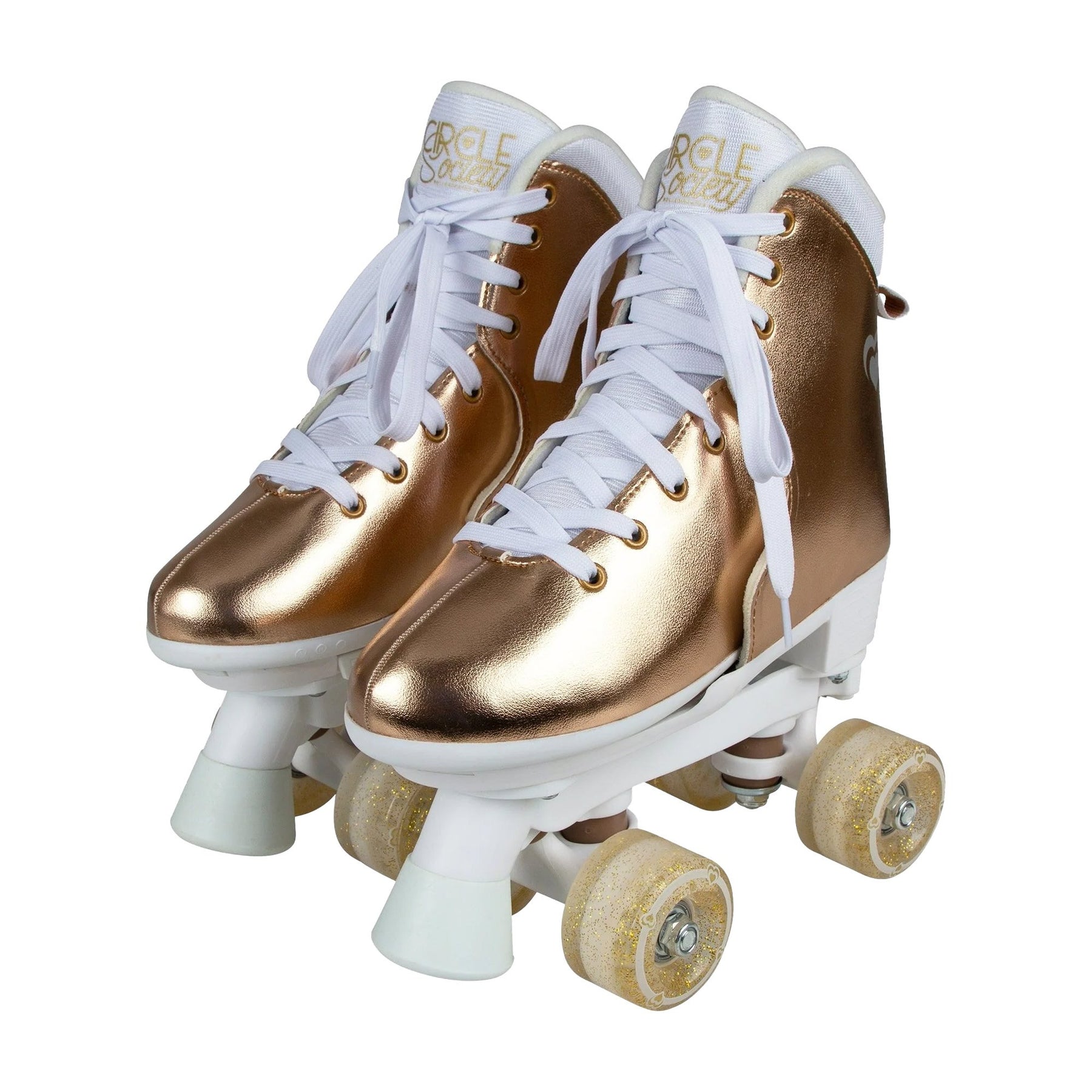 Circle Society Adjustable Quad Kids Roller Skates In Metallic Rose Gold - SuperSaverAU - view 1