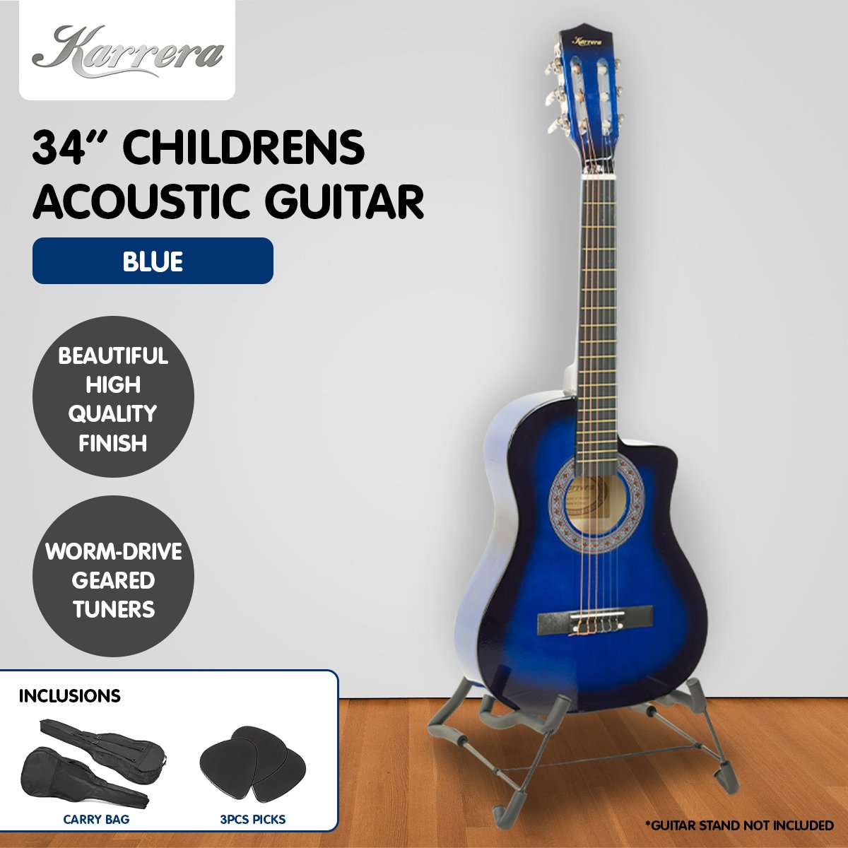 Karrera 34in Children's Cutaway Acoustic Guitar - Blue