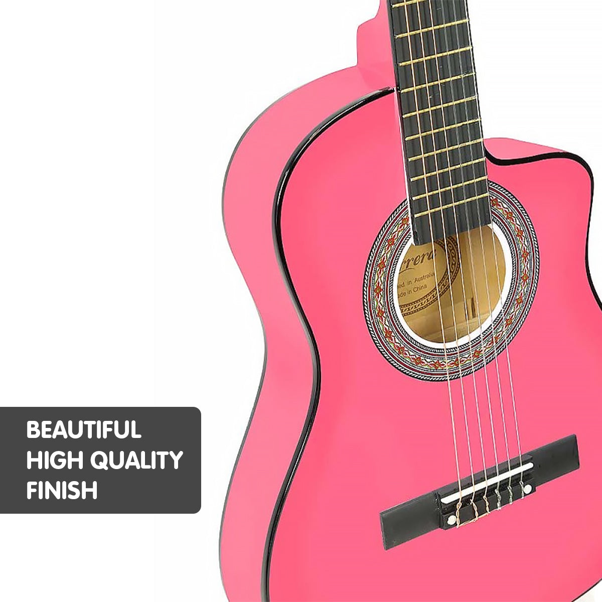 Karrera 34in Children's Cutaway Acoustic Guitar - Pink