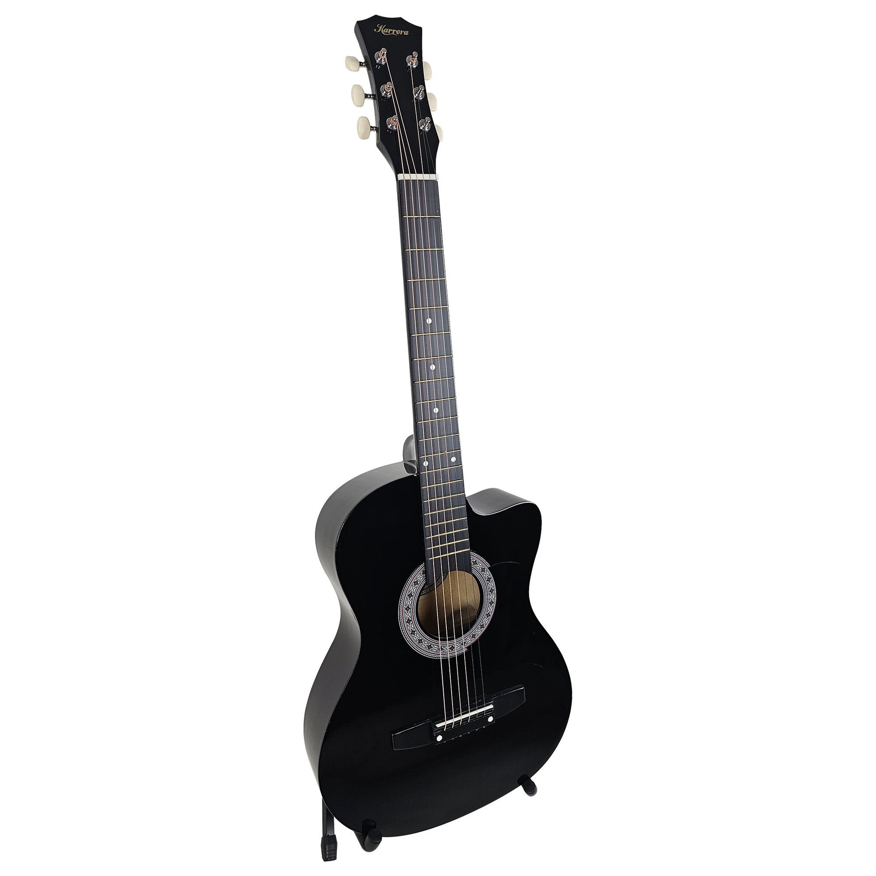 Karrera 38in Pro Cutaway Acoustic Guitar Set - Black