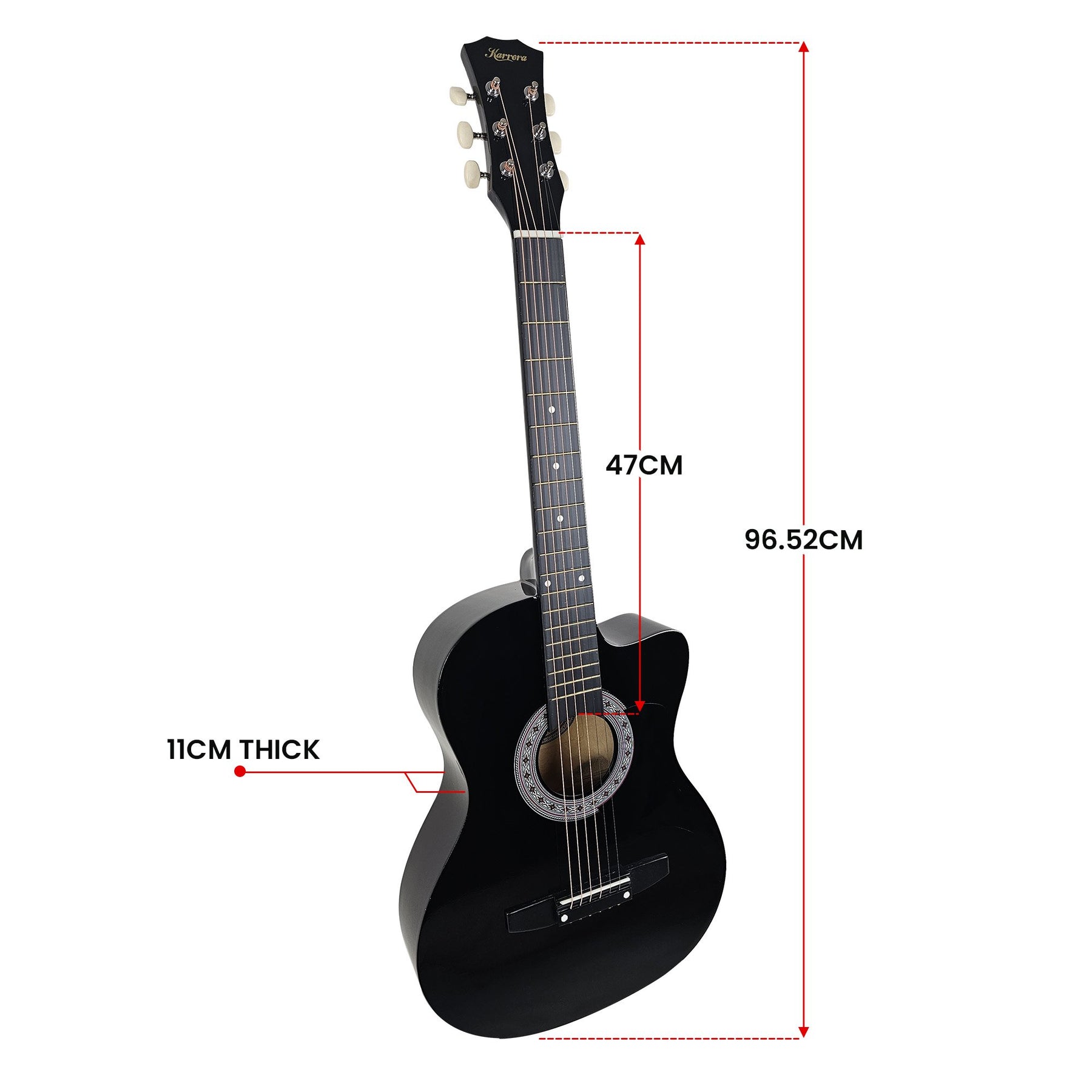 Karrera 38in Pro Cutaway Acoustic Guitar Set - Black