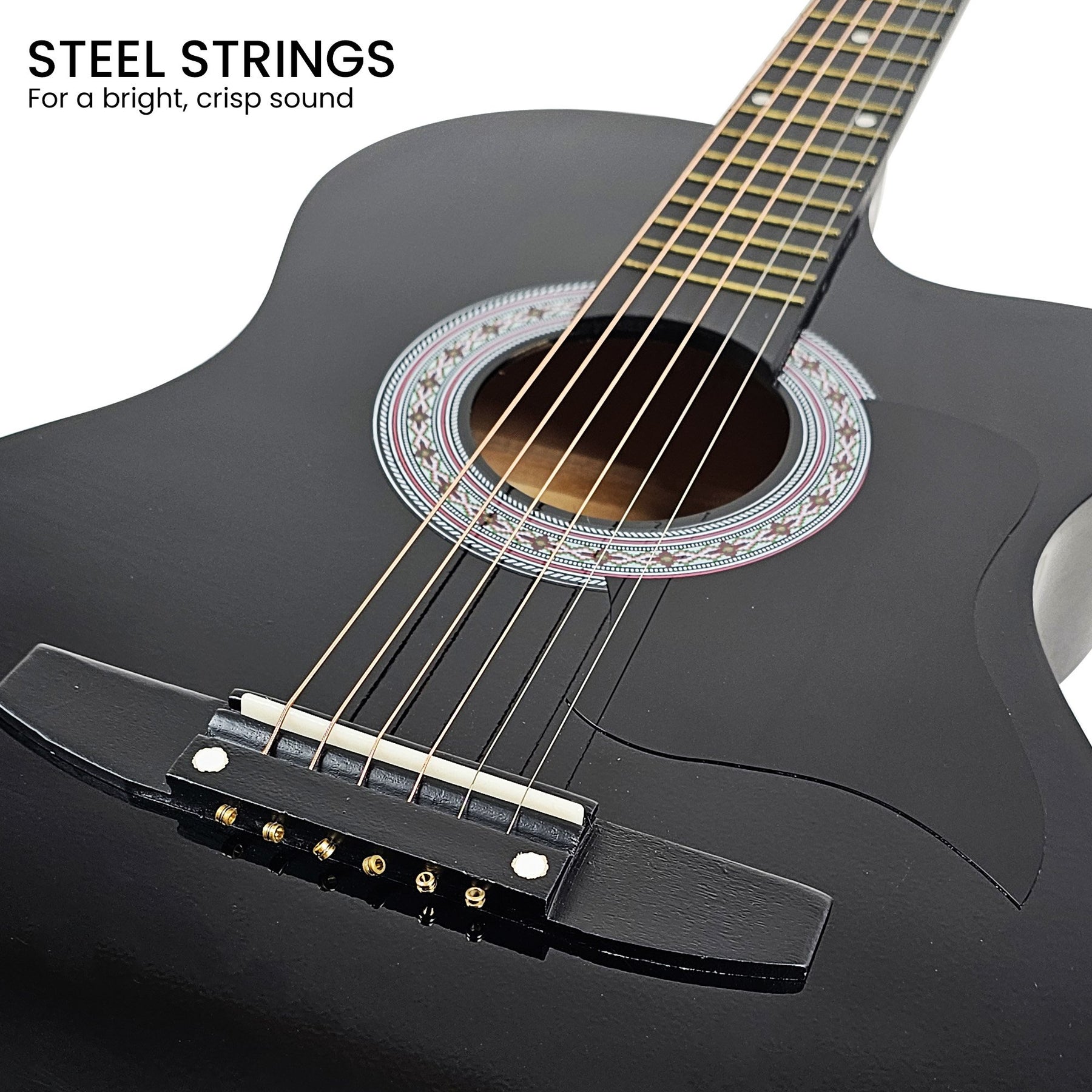 Karrera 38in Pro Cutaway Acoustic Guitar Set - Black