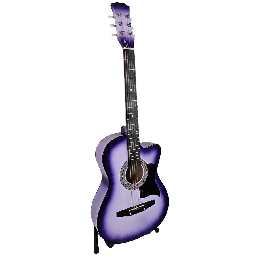 Karrera 38in Pro Cutaway Acoustic Guitar Set - Purple Burst