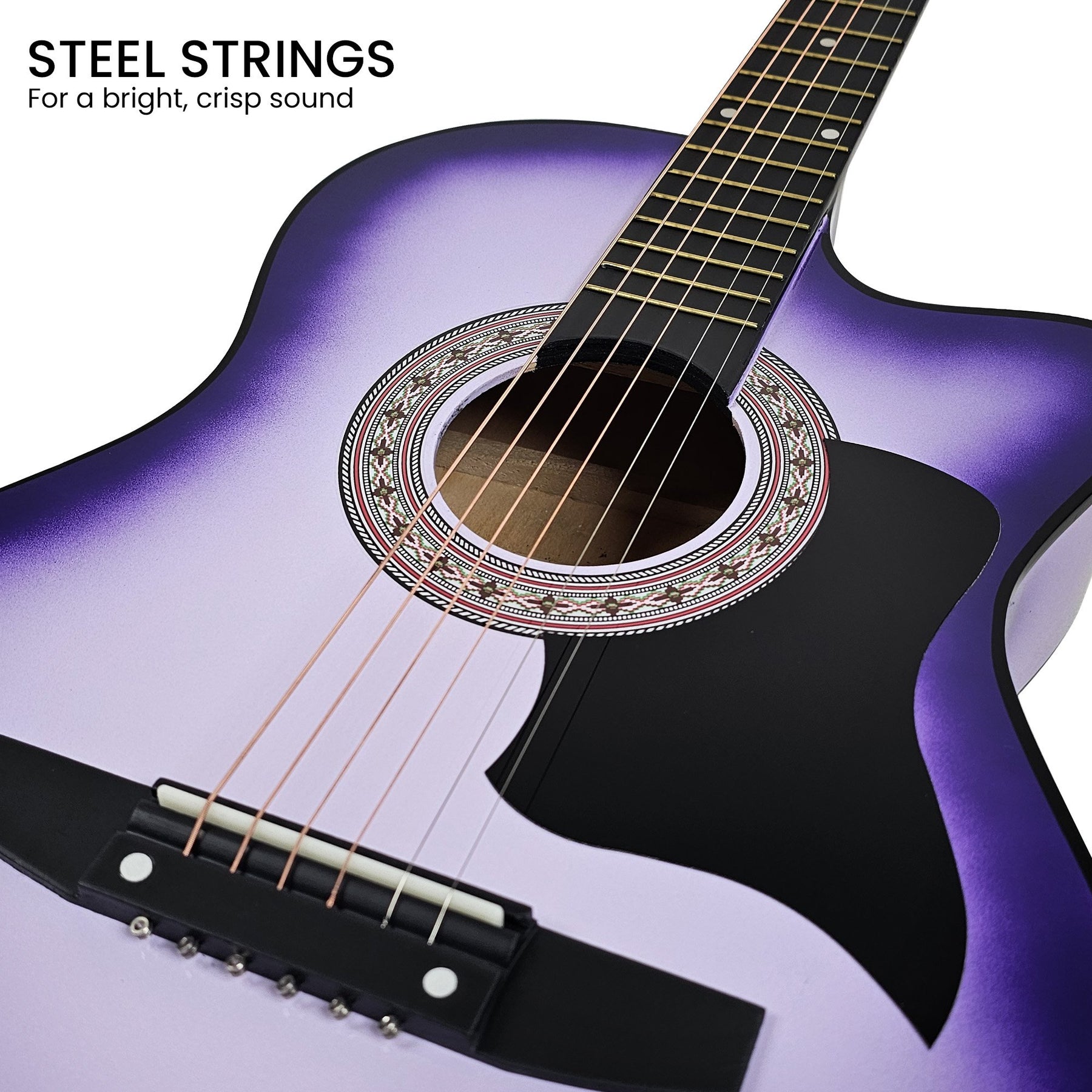 Karrera 38in Pro Cutaway Acoustic Guitar Set - Purple Burst