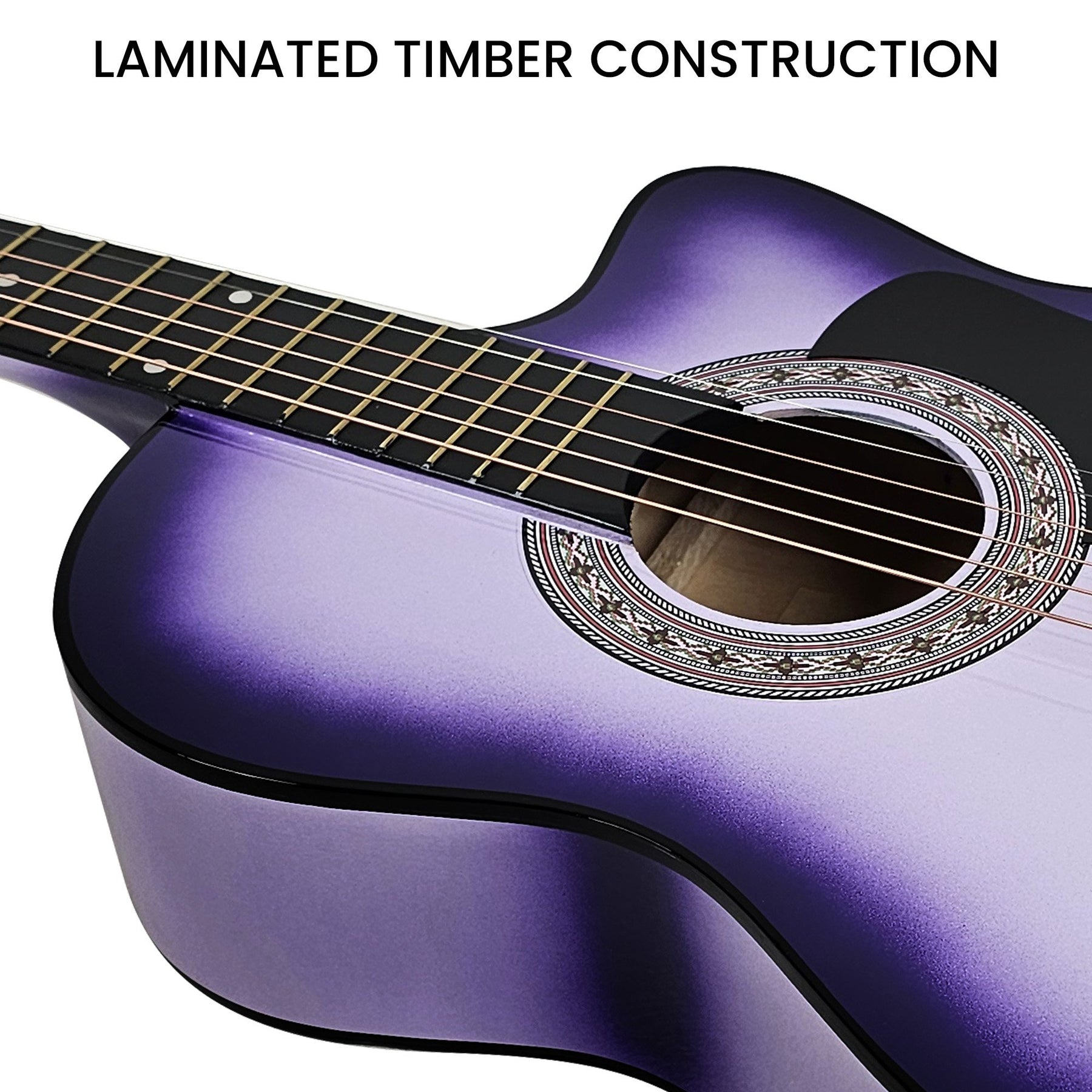 Karrera 38in Pro Cutaway Acoustic Guitar Set - Purple Burst
