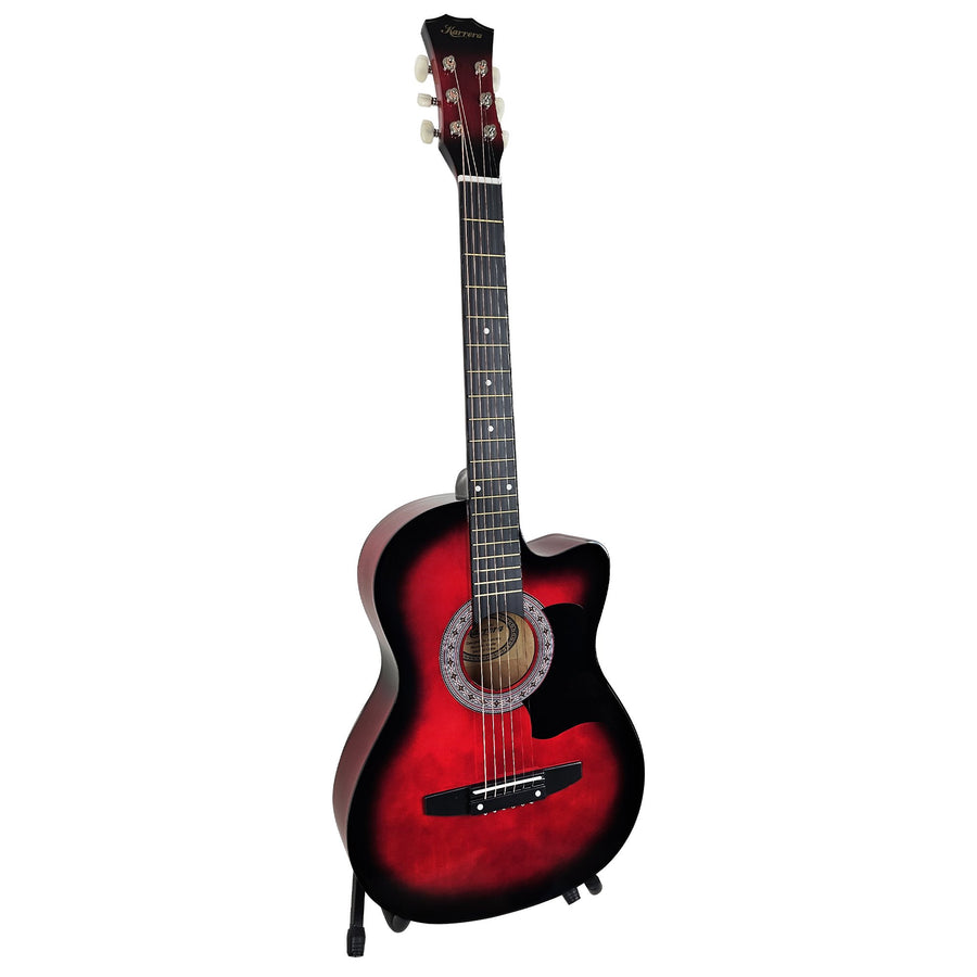 Karrera 38in Pro Cutaway Acoustic Guitar Set - Red Burst