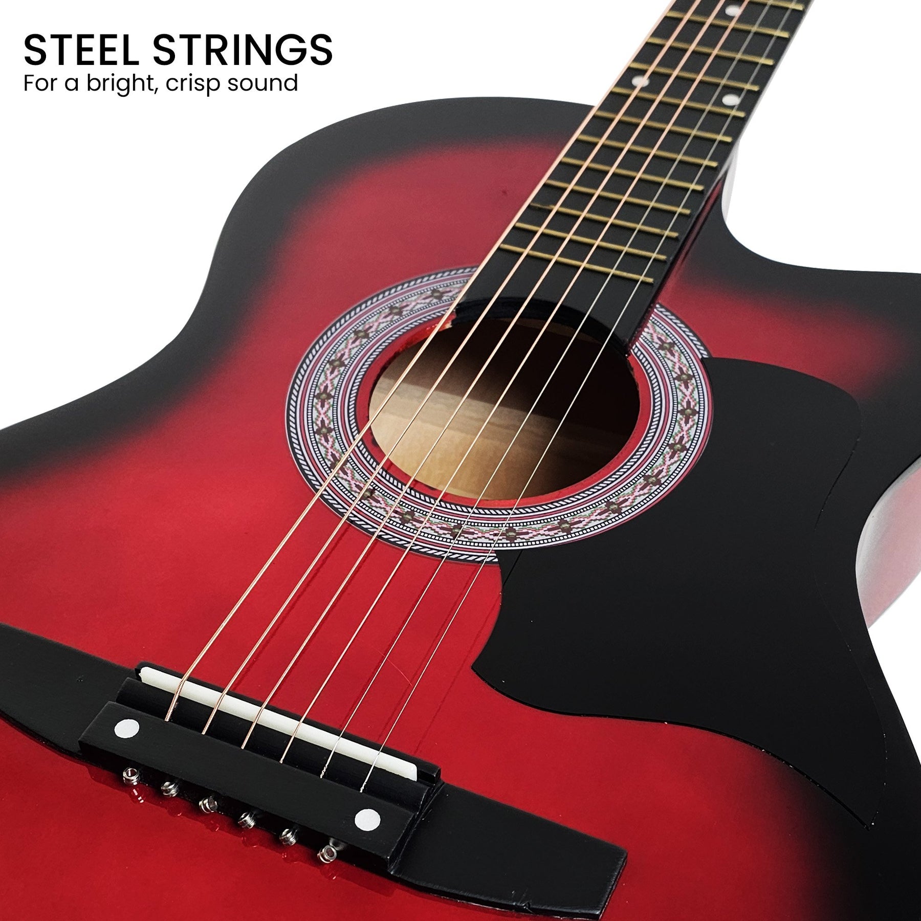 Karrera 38in Pro Cutaway Acoustic Guitar Set - Red Burst