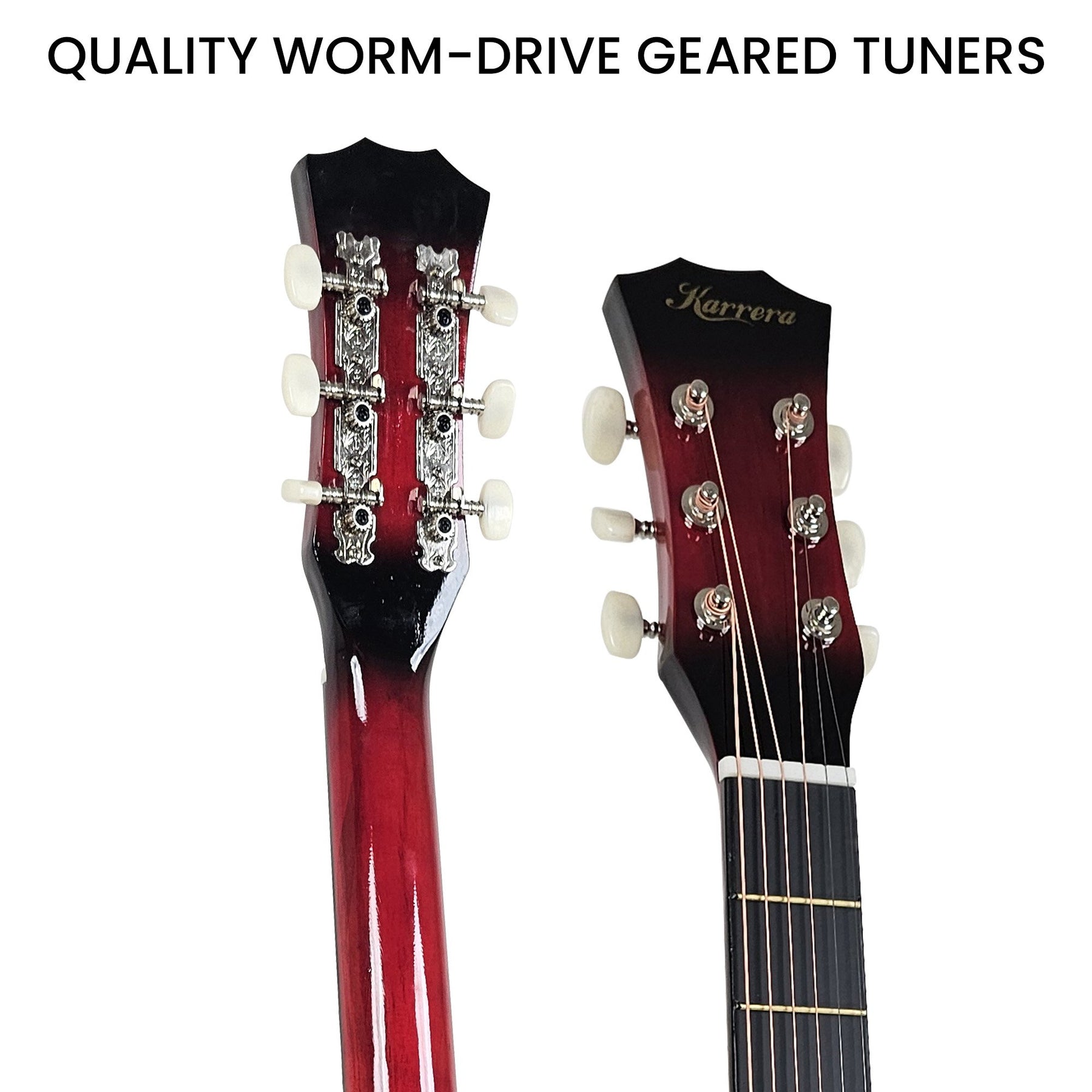 Karrera 38in Pro Cutaway Acoustic Guitar Set - Red Burst