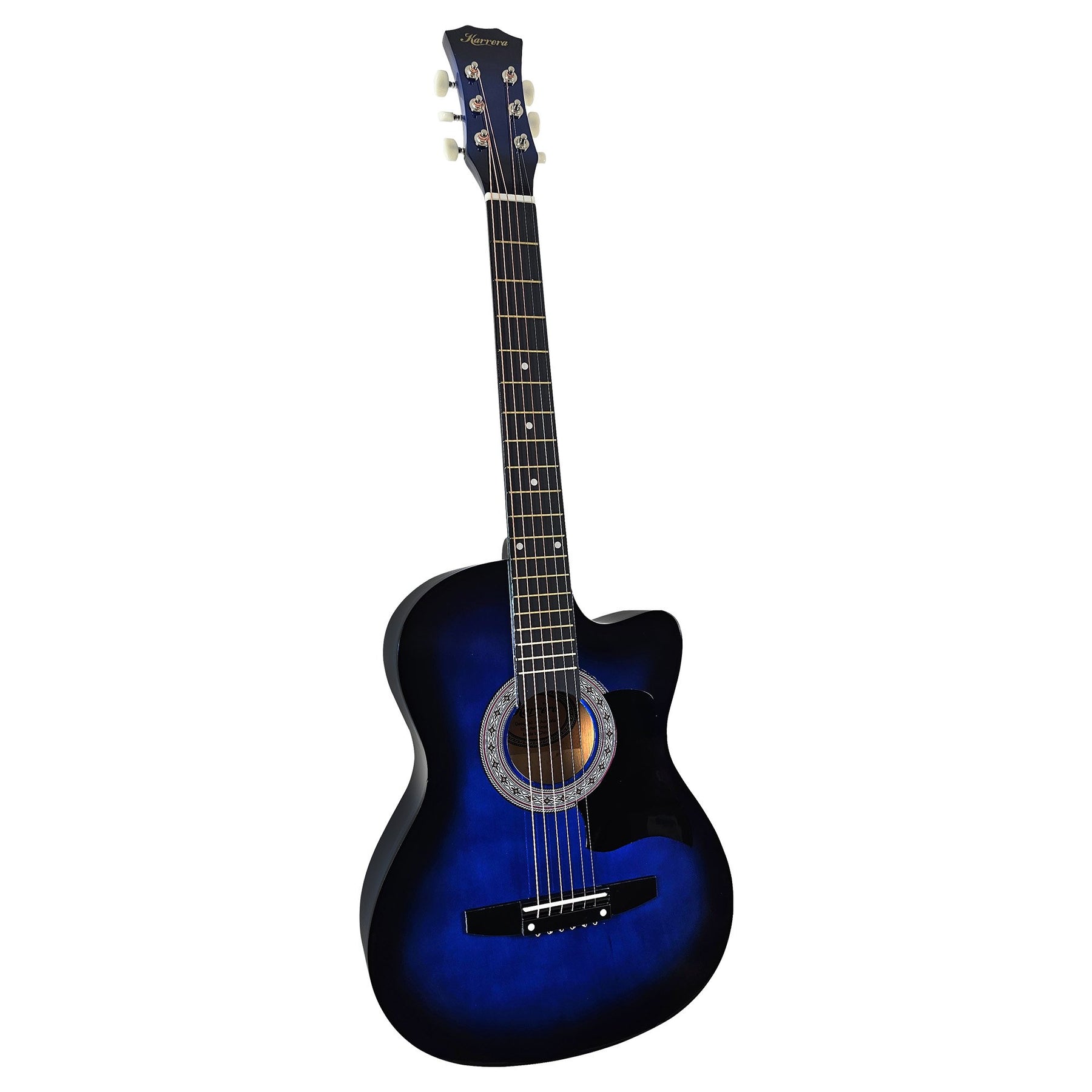 Karrera 38in Cutaway Acoustic Guitar Set - Blue Burst