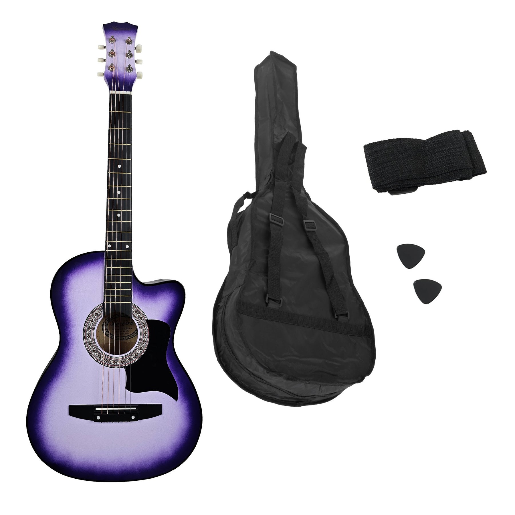 Karrera 38in Cutaway Acoustic Guitar Set - Purple Burst