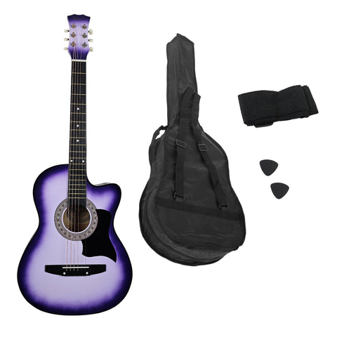 Karrera 38in Cutaway Acoustic Guitar Set - Purple Burst
