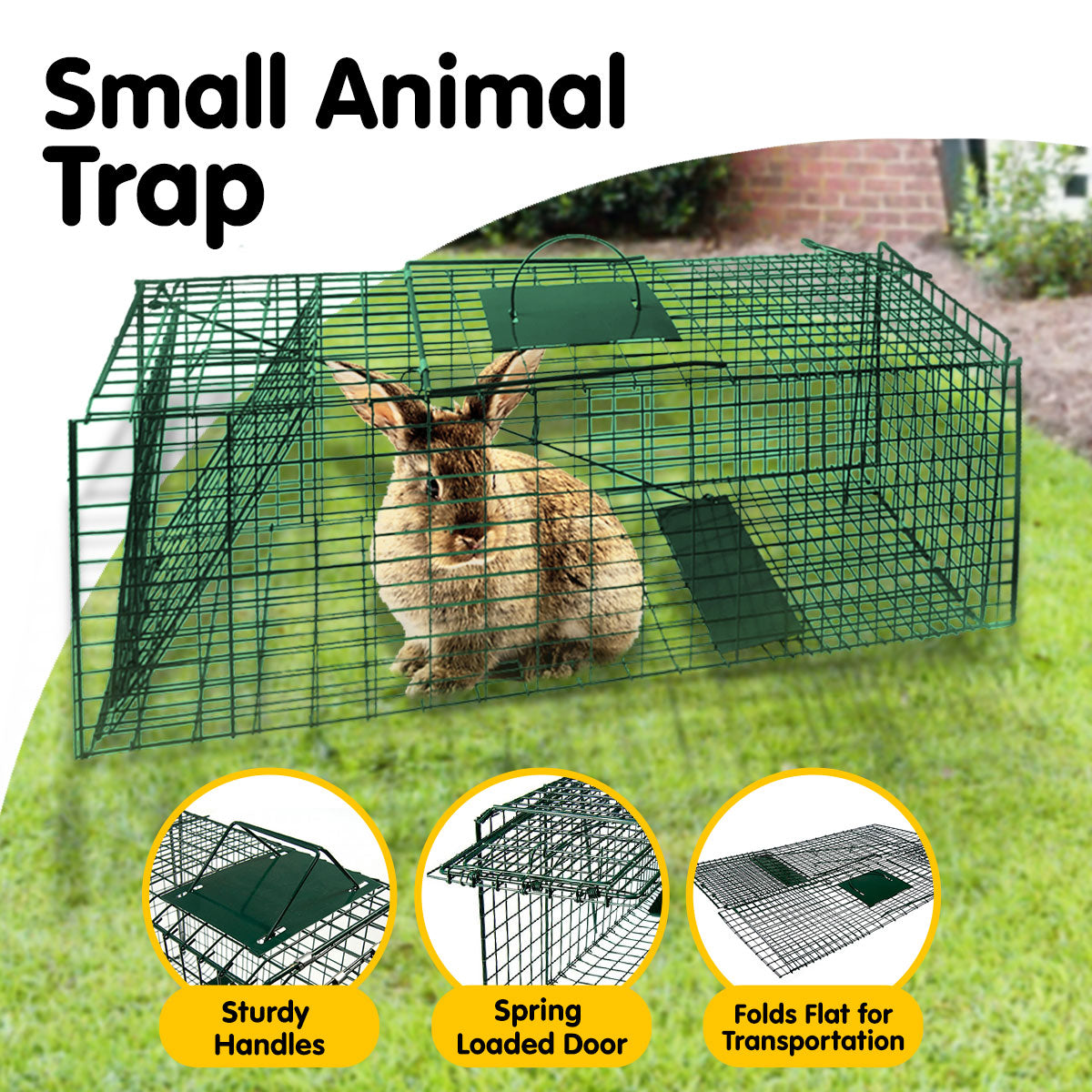 Klika Humane Live Animal Trap 65x24x29cm - Spring Loaded, Collapsible, Safe Transport