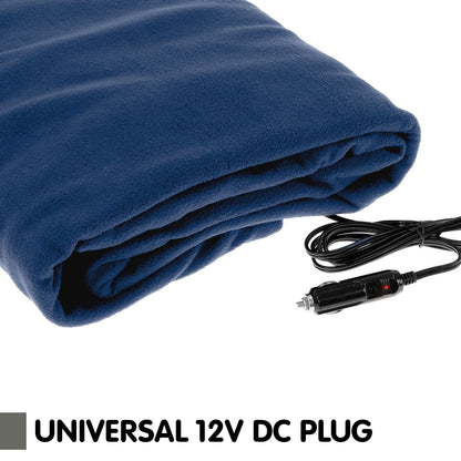 Laura Hill Heated Electric Car Blanket 150x110cm 12V - Navy Blue, Fleece, Storage Bag