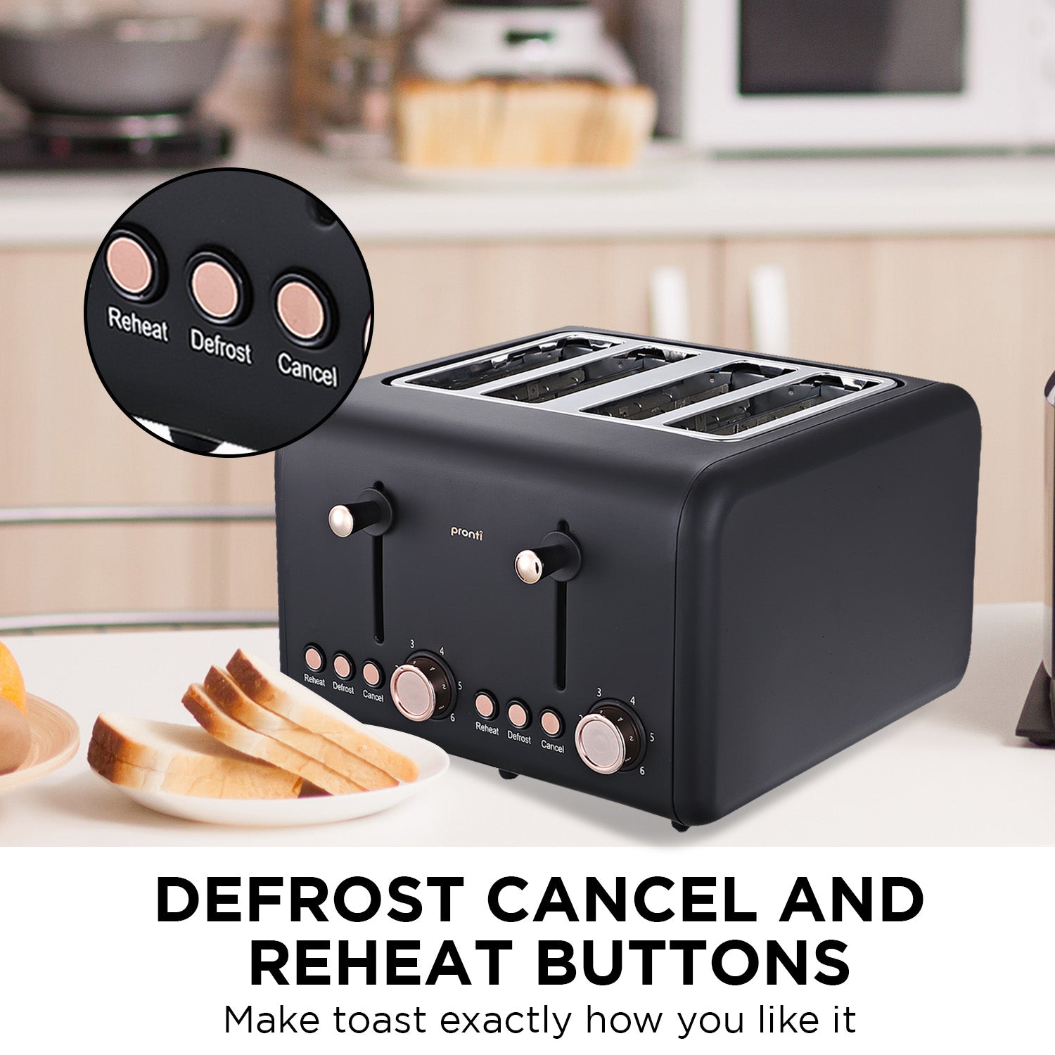Pronti Toaster, Kettle & Coffee Machine Breakfast Set - Black - SuperSaverAU - view 8