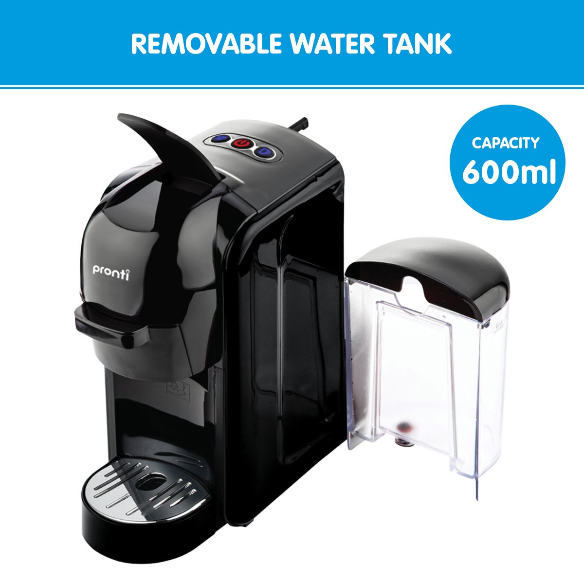Pronti HomeMaid 3-in-1 Coffee Machine, 19 Bar, Nespresso & Caffitaly Compatible, 600ml - SuperSaverAU - view 7