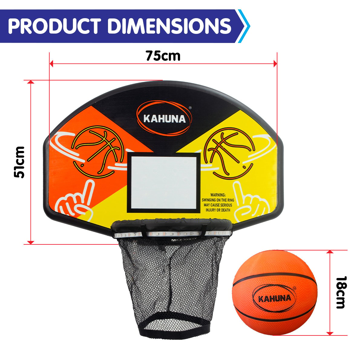 Kahuna Trampoline Led Basketball Hoop Set With Light-up Ball - SuperSaverAU - view 5