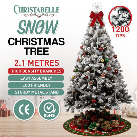 Christabelle Snow-Tipped Artificial Christmas Tree 2.1m 1200 Tips - SuperSaverAU - view 2
