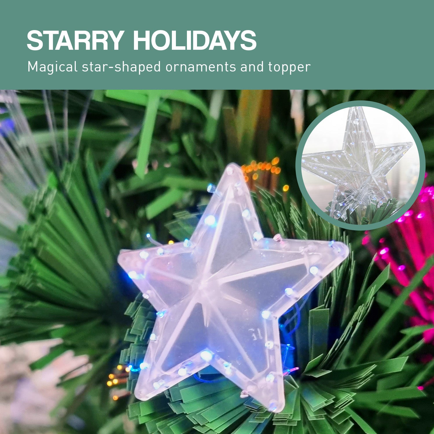 Christabelle 1.2m Enchanted Pre Lit Fibre Optic Christmas Tree Stars Xmas Decor - SuperSaverAU - view 12
