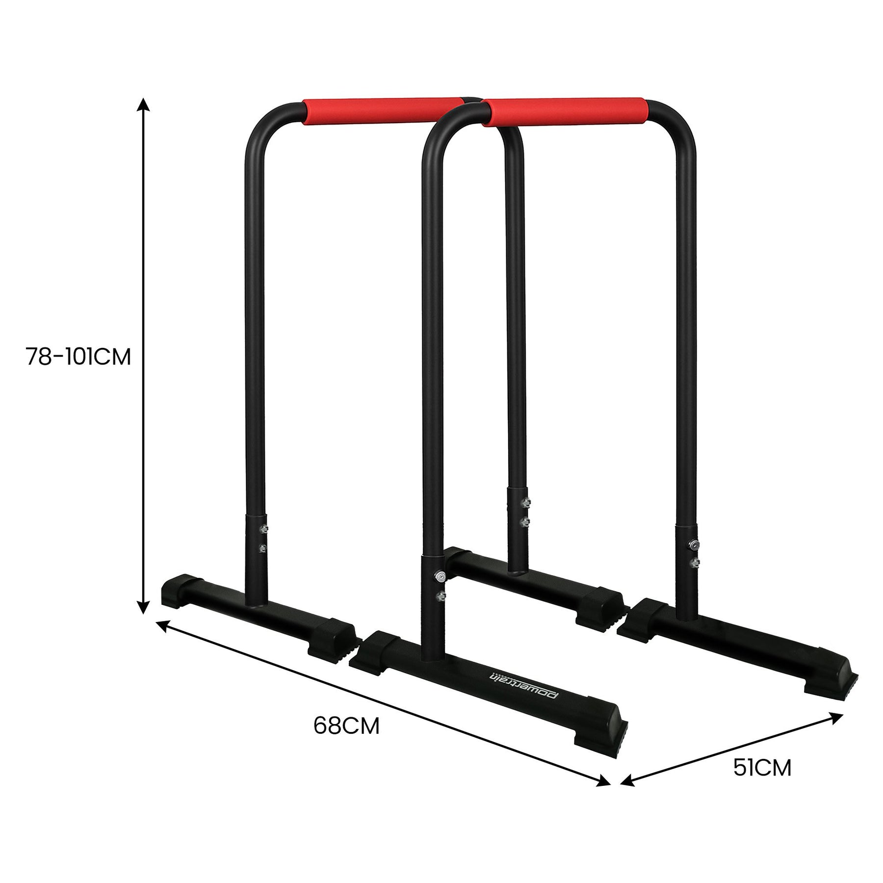Powertrain Dip Bars Pair 200kg Capacity with Rubberised Handles & Non-Slip Feet - SuperSaverAU - view 3