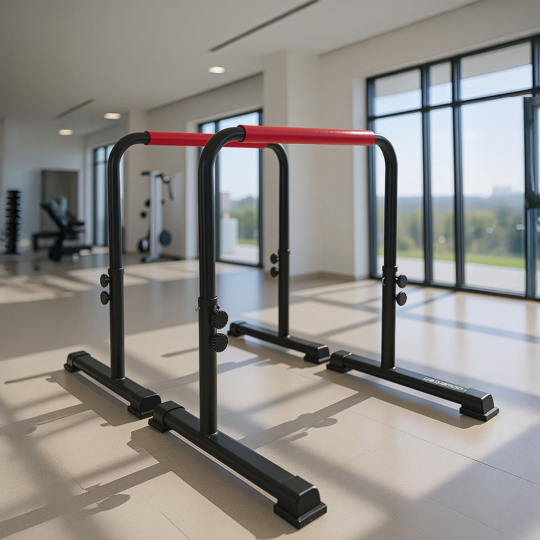 Powertrain Height-Adjustable Dip Bars Pair 200kg Capacity, Rubberised Handles, 68x51x78-101cm - SuperSaverAU - view 6