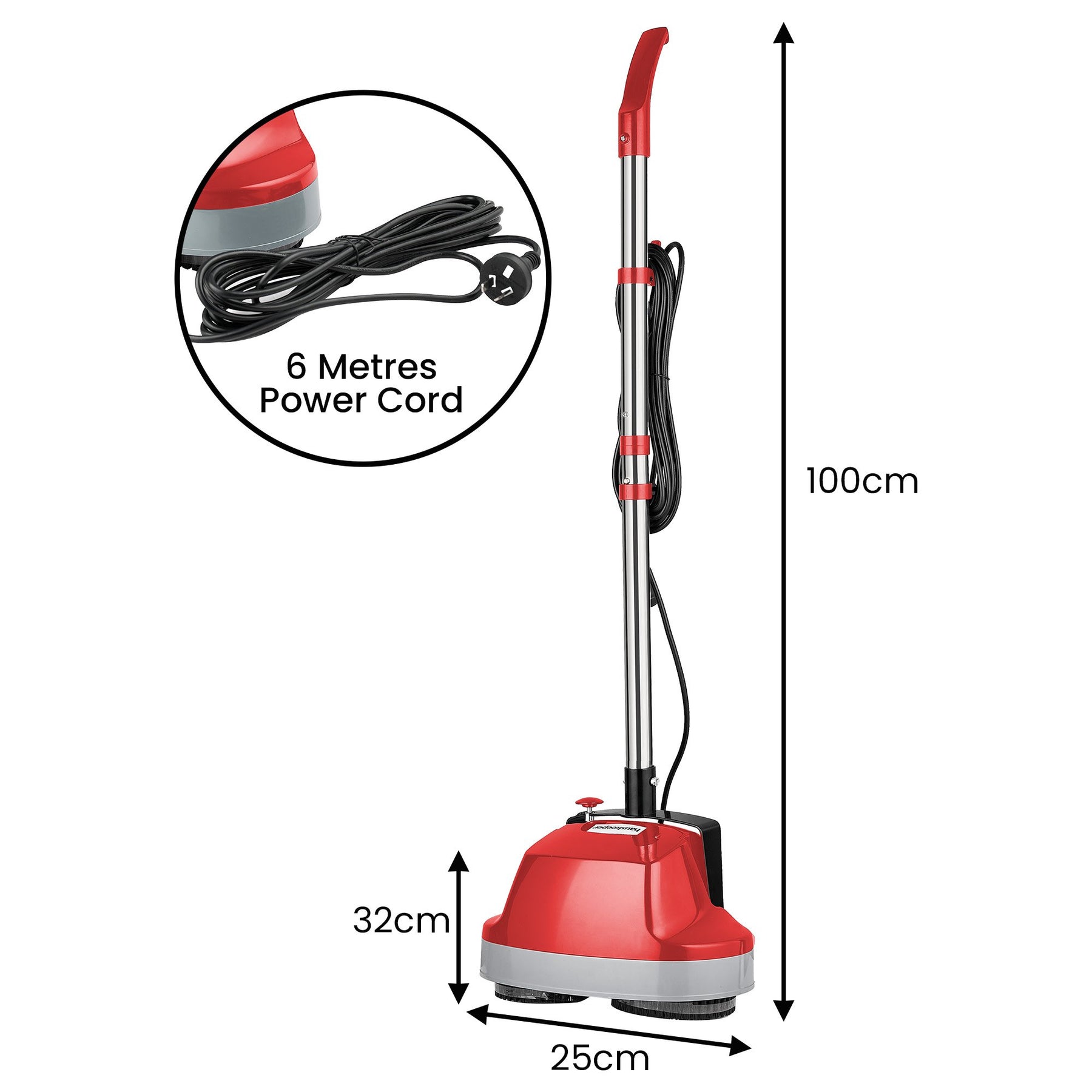 Premium Klika Hauskeeper 5 in 1 Electric Floor Polisher - Red