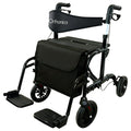 Orthonica Aluminium 2-in-1 Rollator Wheelchair Black Silver 136kg Capacity