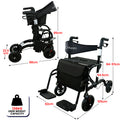 Orthonica Aluminium 2-in-1 Rollator Wheelchair Black Silver 136kg Capacity