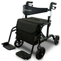 Orthonica Aluminium 2-in-1 Rollator Wheelchair Black Silver 136kg Capacity