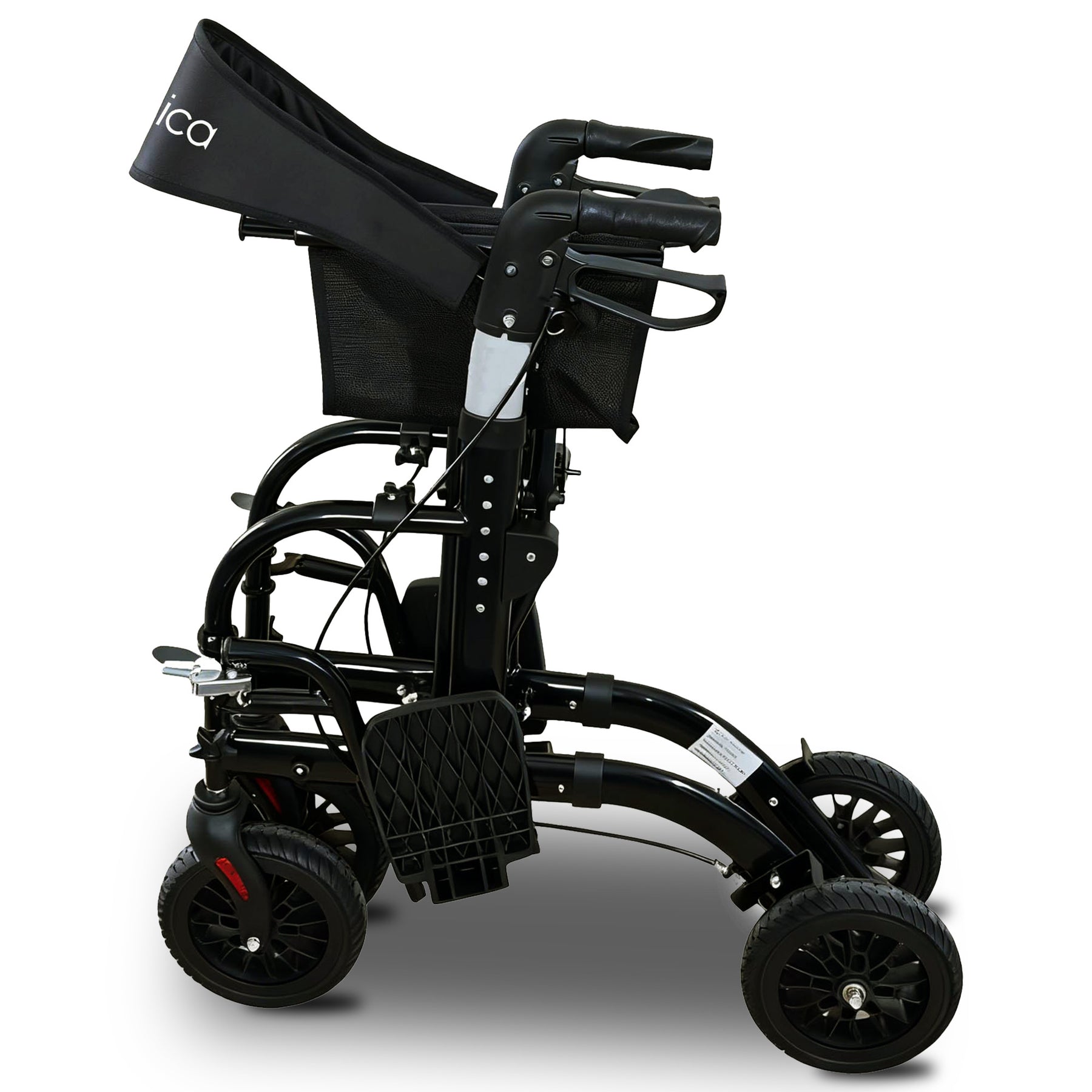 Orthonica Aluminium 2-in-1 Rollator Wheelchair Black Silver 136kg Capacity