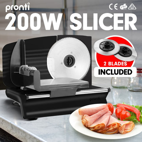 Pronti Electric Meat Slicer - Adjustable Thickness, 2 Stainless Steel Blades, 190mm - SuperSaverAU - view 2
